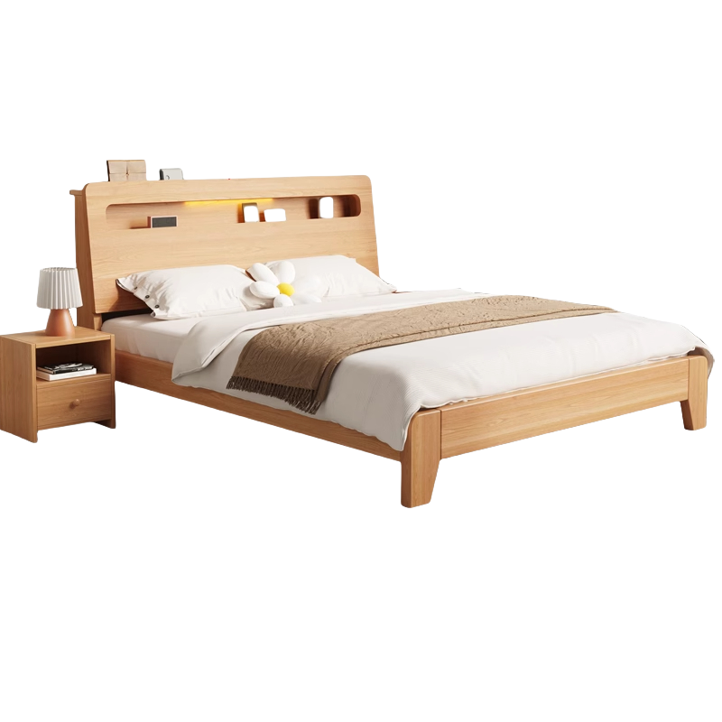 悦兴诚单人床1.2米+床头柜*1组高清大图