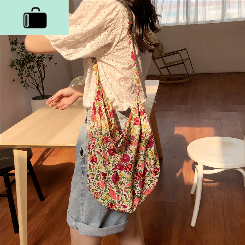 包包女2020新款春夏洋气复古彩色小碎花包大容量单肩斜跨包帆布包NEW LAKE女手包