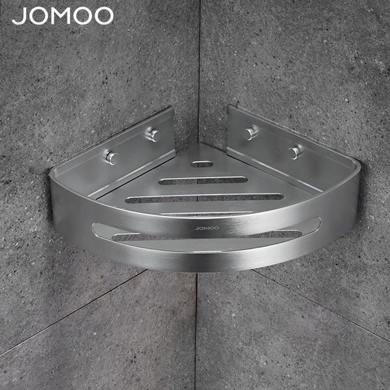 九牧（JOMOO）浴室三角篮铝合金角篮免打孔卫生间墙角置物架铝篮三角架转角架937124/937151/937158高清大图