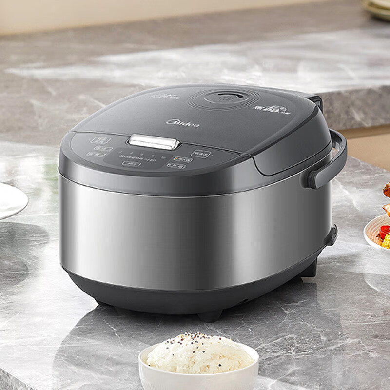 美的(Midea) MB-RE478 电饭煲 4L 银灰色 焖香柴火饭 智能预约煮饭锅 黑瓷园釜不粘锅米饭锅高清大图