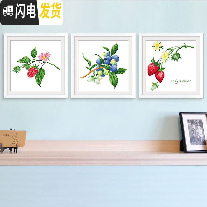 三维工匠十字绣小件2019新款线绣餐厅小型学生手工简约现代 [埃及长绒棉4股线][一套更优惠3种图案各1件][尺寸30*高清大图