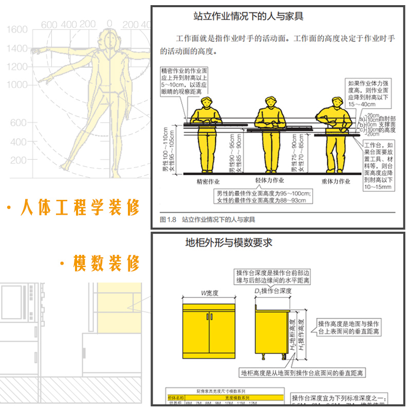 [醉染正版]装修数据尺寸与布局快学速用 全屋定制人体工程学 室内装修设计入门自学 室内装修施工节点平面手册 家装图例家具高清大图