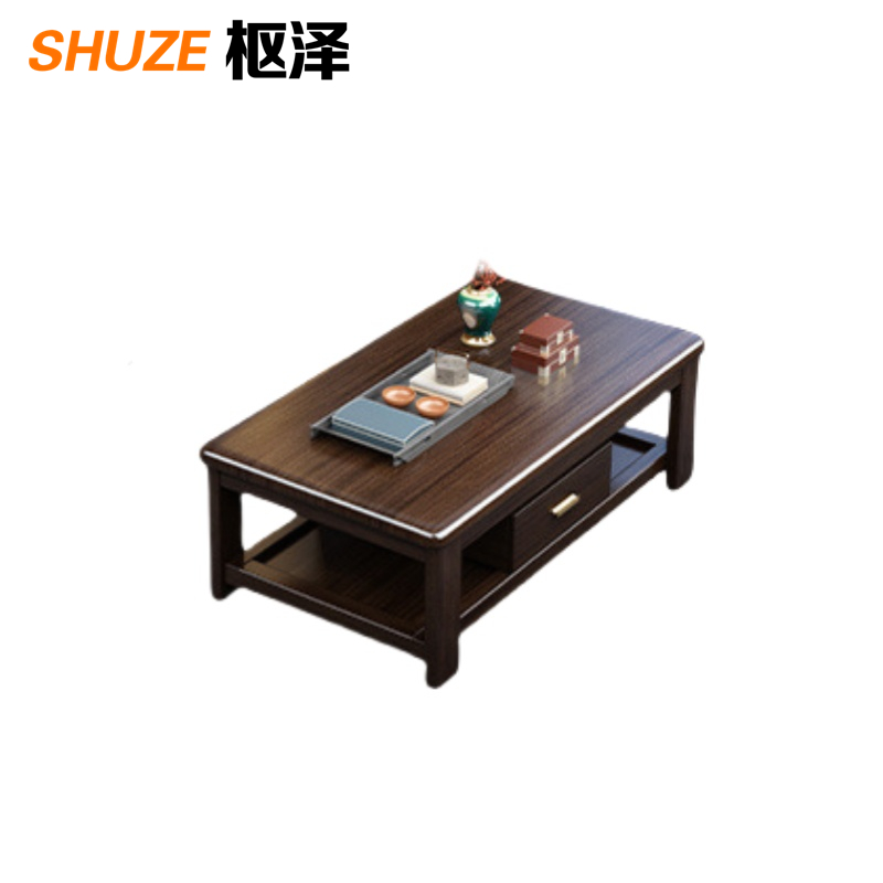 枢泽 新中式沙发 实木沙发 1+2+3+茶几 套高清大图