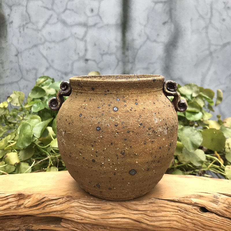 景德镇复古禅意陶瓷花瓶创意日式插花花器 茶室玄关花插摆件装饰 三维工匠 磨砂黄高清大图