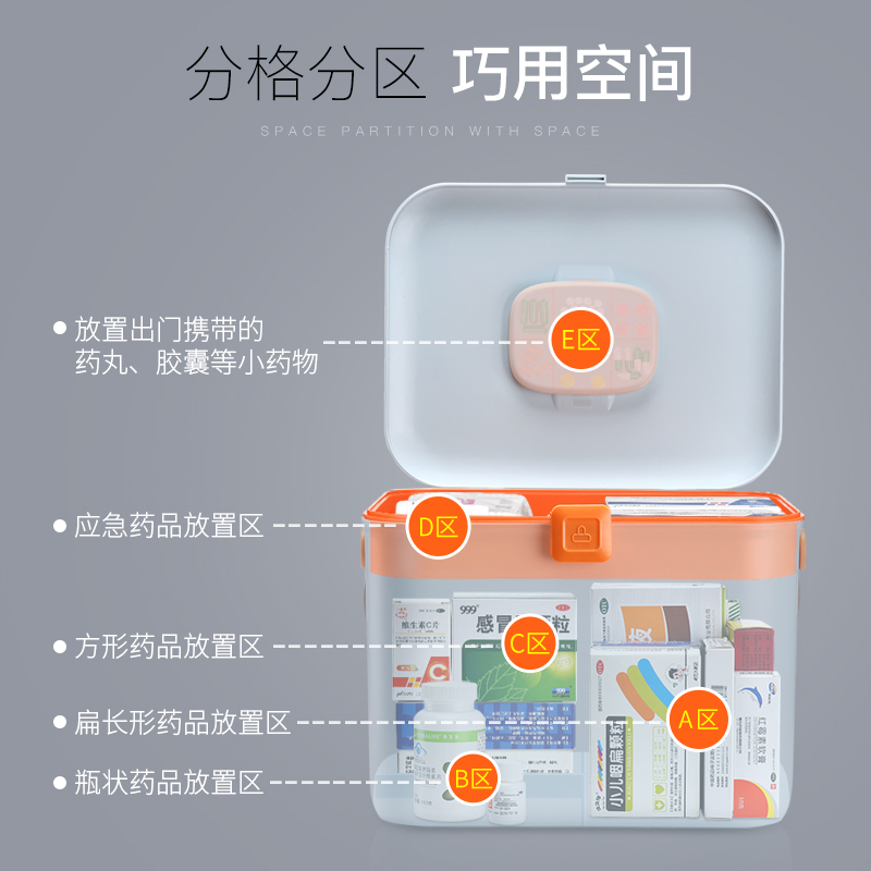 北欧双层药箱家用医药箱大号药收纳箱家庭急救箱便携箱收纳盒