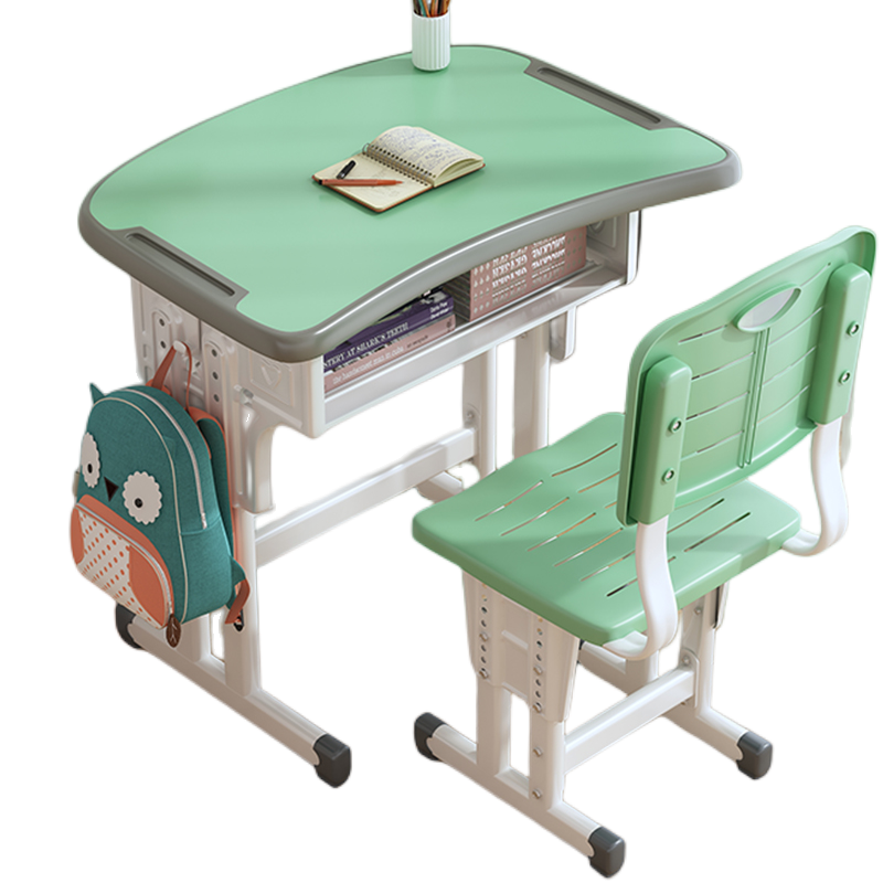 鑫环境 760*700*500桌椅套装 学习桌写字桌家用可升降男孩女孩课桌椅小学生作业桌套装 清新绿