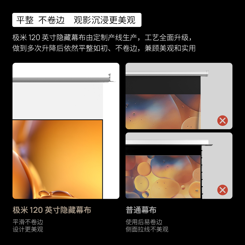 极米(XGIMI)120英寸嵌入式安装 隐藏式智能光子悬浮幕布高清大图