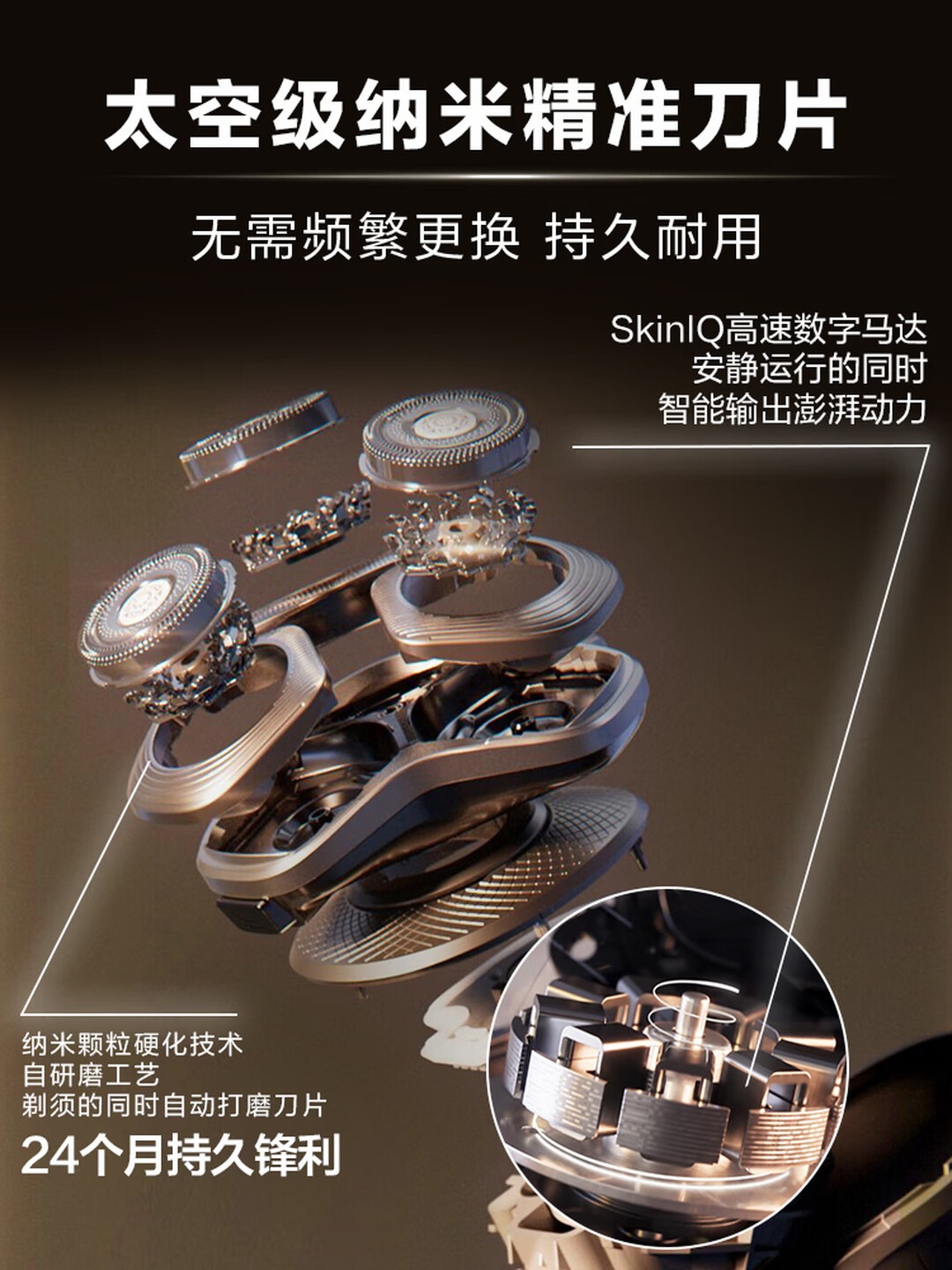 飞利浦(PHILIPS)电动剃须刀奢享9系卓越版 全向精控系统刮胡刀 生日礼物 送男友 送老公高清大图