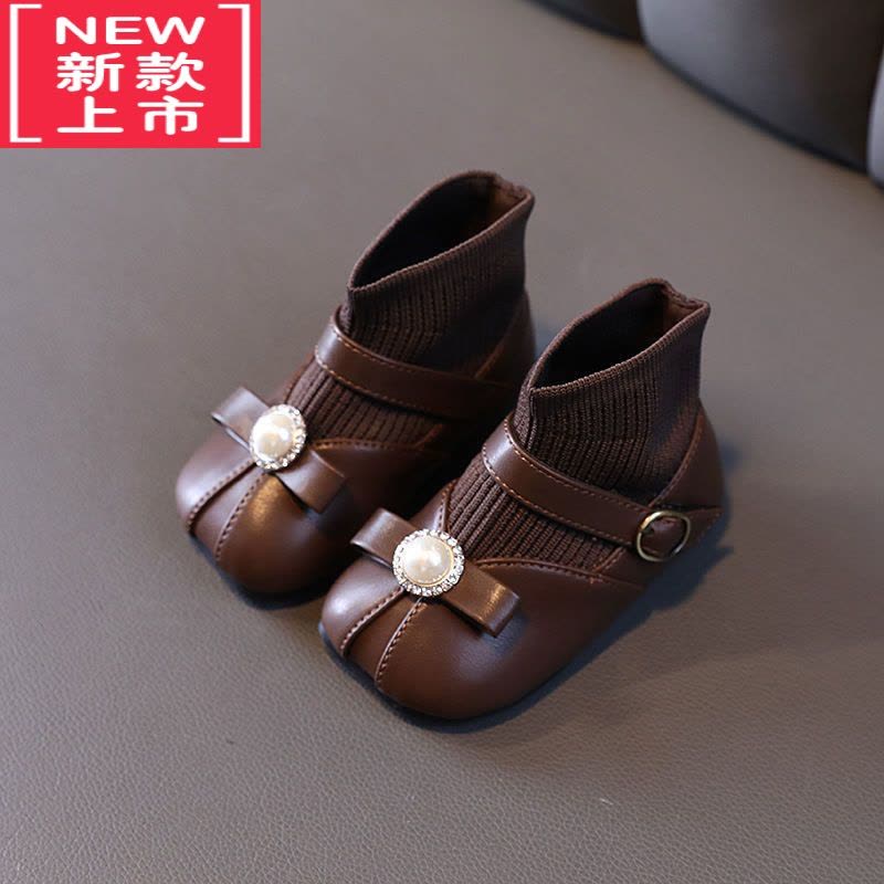 可莉允女宝宝鞋子软底小皮鞋1一2-3岁女童靴子秋季袜子鞋公主鞋女宝短靴图片