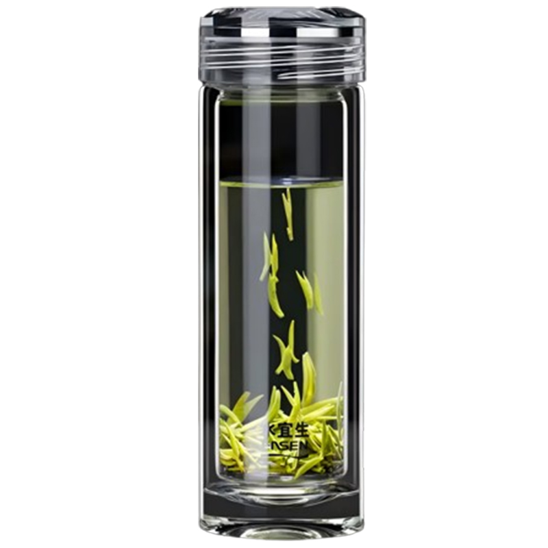 水宜生玻璃杯380ml双层防烫隔热弱碱滋养水质水杯G906