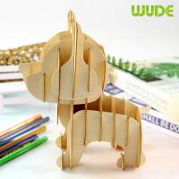 WUDE 笔笔狗收纳笔筒木制立体3d拼图木质diy积木玩具儿童手工拼装模型组装插片