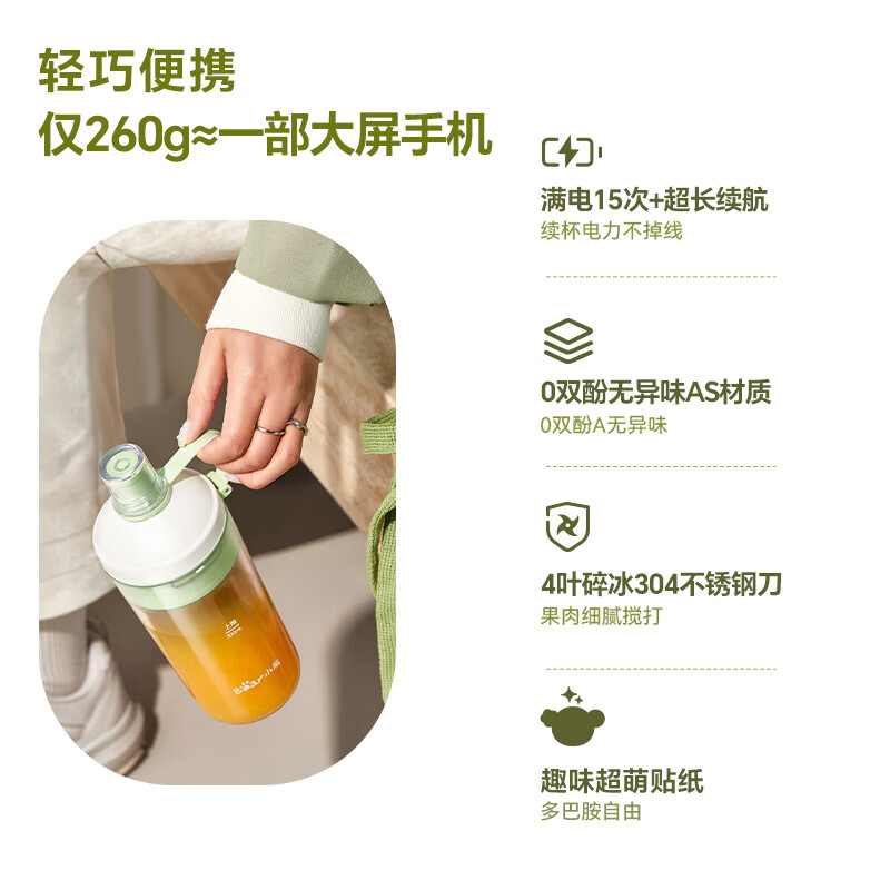 小熊榨汁机家用 小型便携式水果电动榨汁杯果汁机迷你多功能榨果汁精致容量高清大图