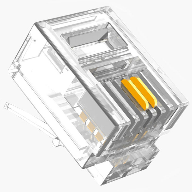 ABLEMEN 电话水晶头 6P2C 2芯电话线接头 RJ11电话线水晶头 100个