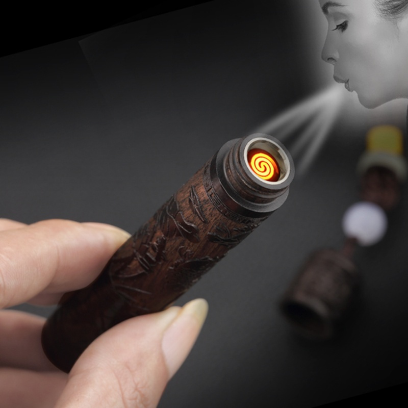 火折子打火机充电吹一吹个性男士送男友创意防风电子檀木抖音同款