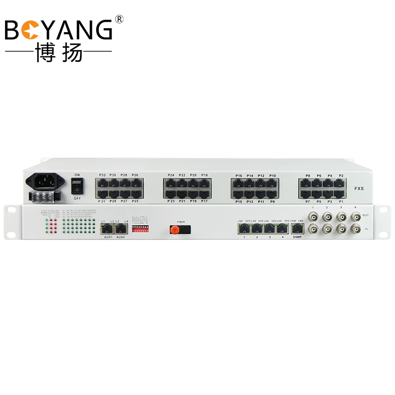 博扬(BOYANG) 数字电话光端机32路电话语音对讲音频+2路物理隔离百兆网络 FC接口机架式 1对BY-32P2EV