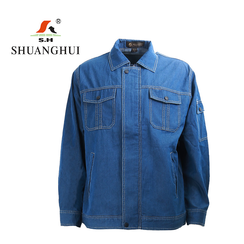双惠男女款夏季标志工作服SHW-68，全棉牛仔，155-195（套）