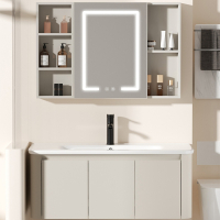 古达加厚圆角太空铝浴室柜组合洗脸盆柜蜂窝铝洗手盆柜陶瓷一体盆圆弧