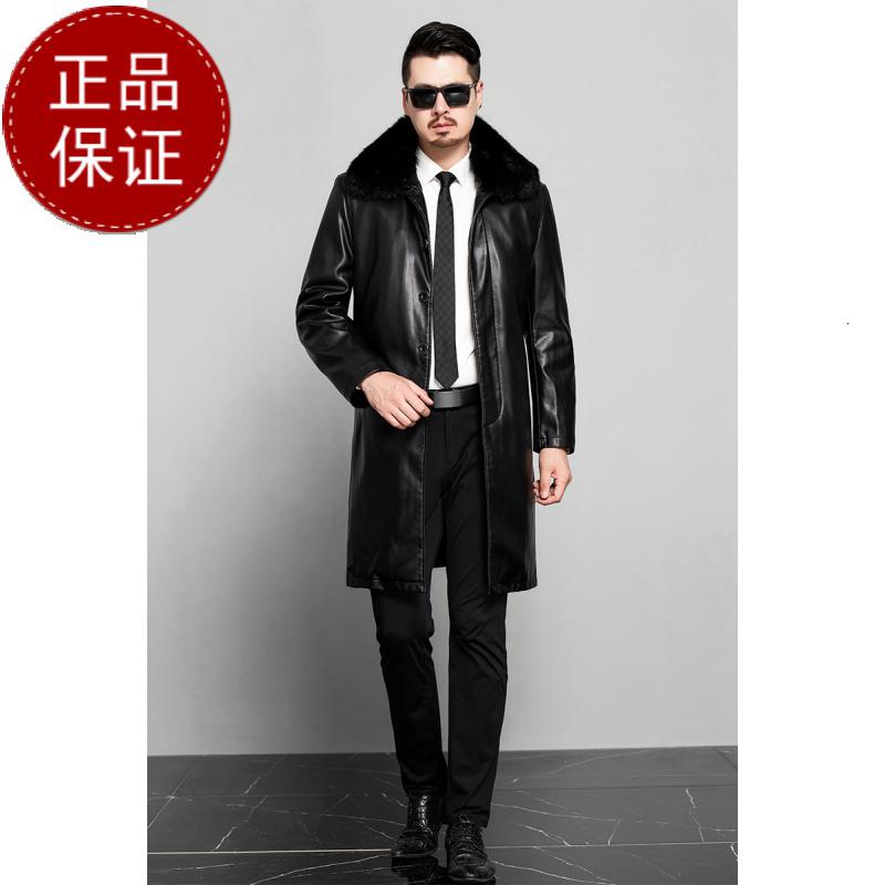 掉皮包换 海宁皮衣男中年爸爸装父亲真皮绵羊皮派克服冬季中长款貂皮外套早买早便宜高清大图