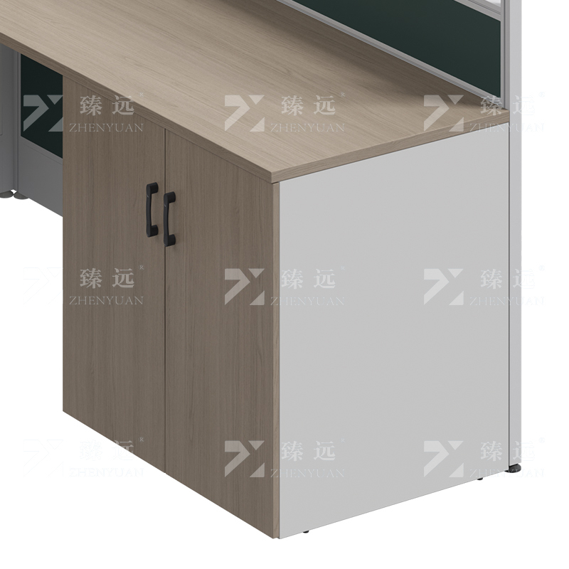 臻远ZYGW-159屏风工作卡位职员桌办公桌 L型单人位含衣柜床柜不含床