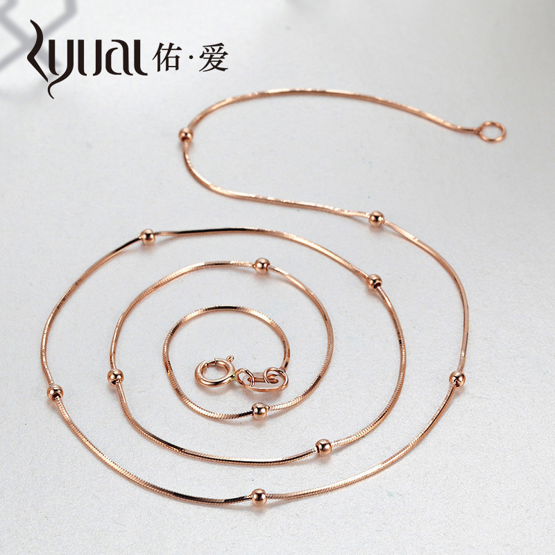 Ryual 18K金项链 玫瑰金女士蛇骨项链 黄金彩金锁骨链女款计价款送恋人老婆