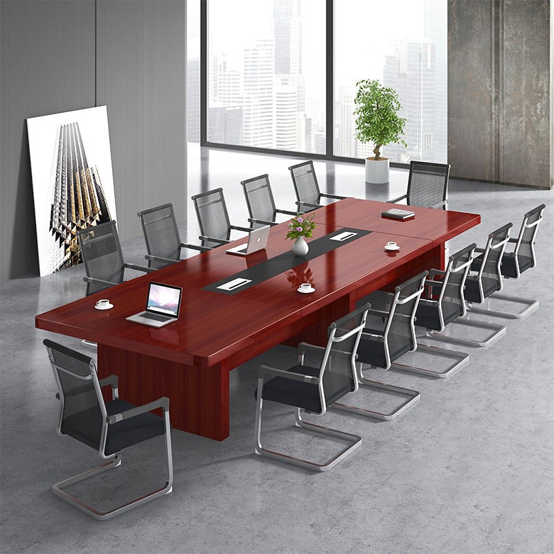 中伟油漆会议桌长桌贴实木木皮会议接待台大型会议桌3米