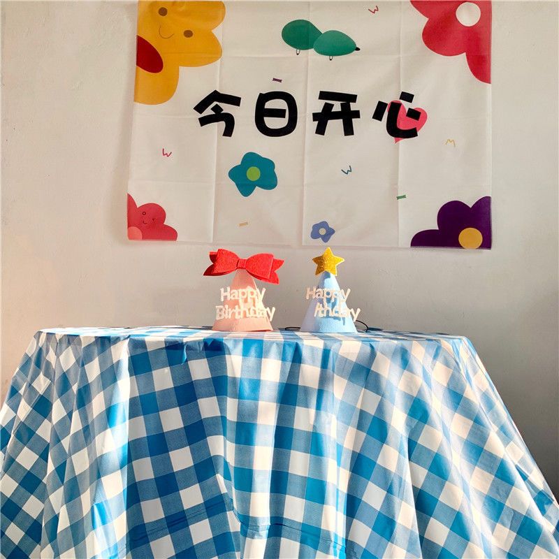 必看:链接只有桌布 不包含其他东西 一次性桌布长方形生日派对ins风宝宝儿童塑料家用圆桌加厚野餐桌