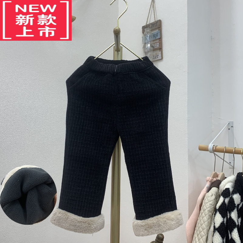 可莉允儿童毛绒棉衣2022新款女小童加绒加厚毛毛衣女童圣诞红色外套冬款棉服