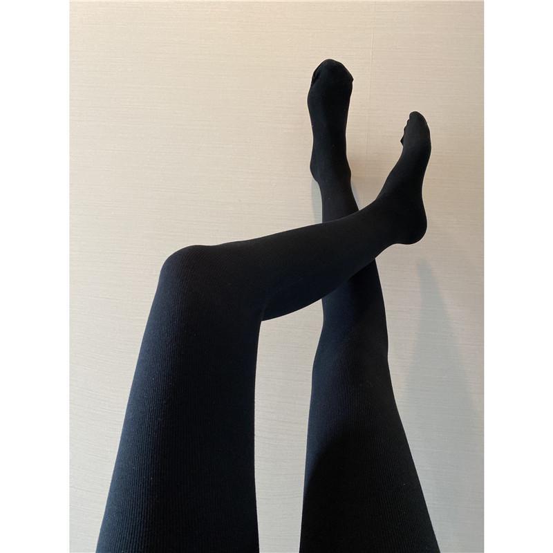 外单显瘦10斤发热高腰收腹提臀加绒微压力黑色打底裤连袜裤女秋冬