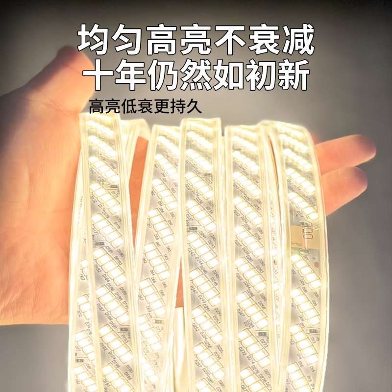 LED灯带220v防水 6600灯珠灯带(含插头)20米-白光高清大图