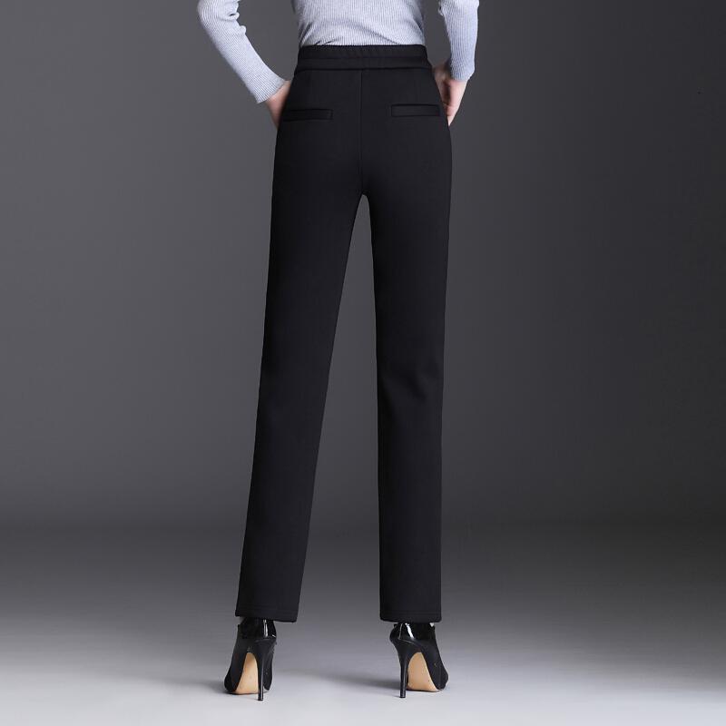 迪鲁奥(DILUAO)40岁50岁妈妈穿的加绒裤直筒裤女秋冬外穿长裤中年妈妈裤子冬季保暖棉裤休闲女裤 黑色(不加绒款) XL