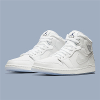AIR Jordan 1 AJ1新款男鞋 纯白字母屁股中帮篮球鞋BQ6578-100