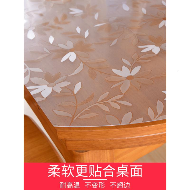 家柏饰(CORATED)椭圆形可折叠伸缩桌PVC餐桌布软玻璃垫桌布防水防烫防油免洗家用高清大图
