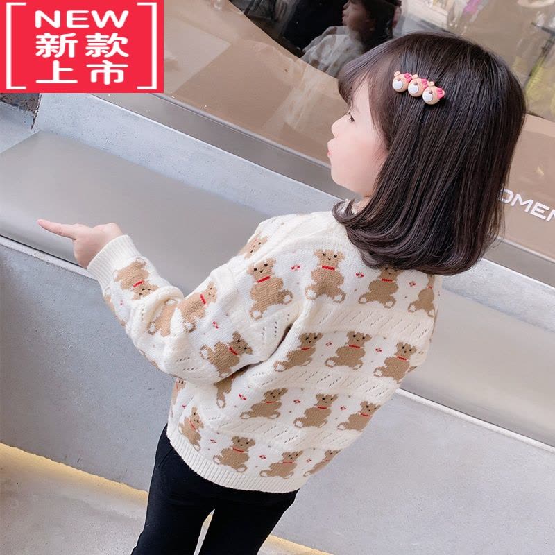 可莉允女童毛衣外套春秋2022年新款秋冬女宝宝洋气小童儿童针织开衫秋装图片