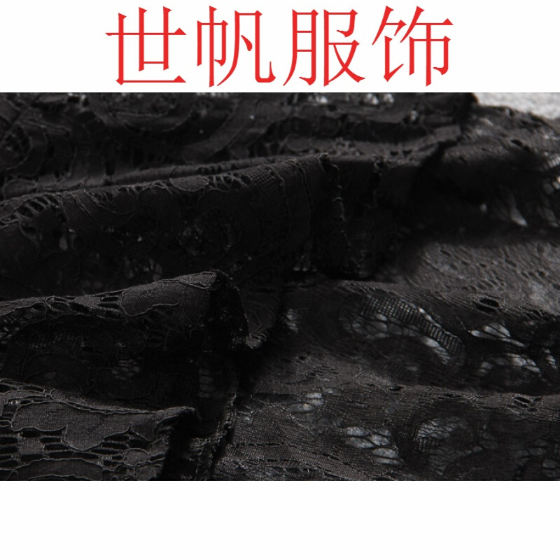 2018款高腰黑蕾丝裙裙不规则中长款裙打底身裙黑