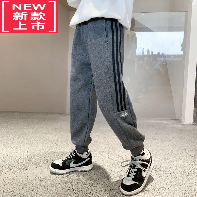 可莉允儿童装男童加绒裤子秋冬款2022新款保暖棉冬装中大童运动加厚卫裤保暖裤