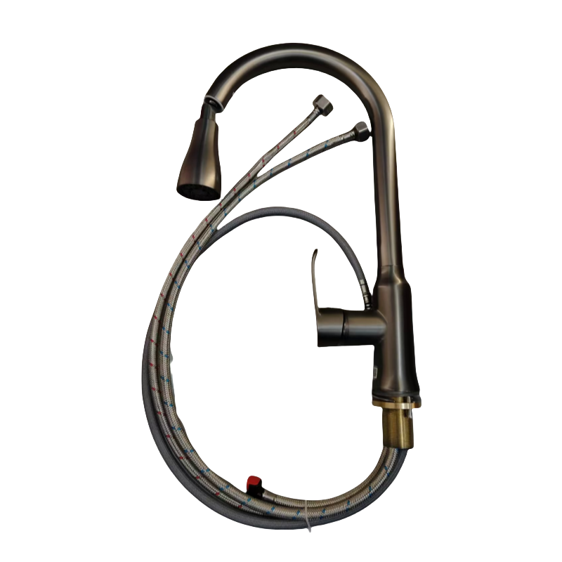 南方卫通 抽拉菜盆冷热龙头 枪灰宝塔5515 / 个高清大图