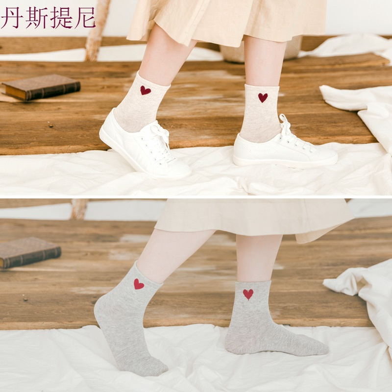 袜子女中筒袜纯棉袜秋冬日系韩国女式袜子学院风短筒运动棉袜女秋