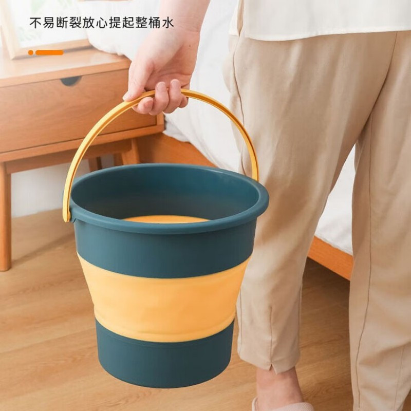 达昭折叠桶水桶车载户外钓鱼桶洗澡泡 脚盆大小号旅行洗车桶家用宿舍 折叠款-小号[深蓝5L]可装10斤高清大图