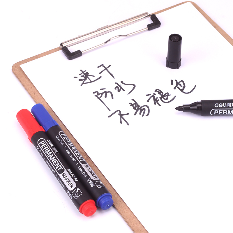 得力deili 6884 粗记号笔 油墨快干防水不褪色 线幅1.5mm光盘笔 大头油性笔 10支装 双色可选