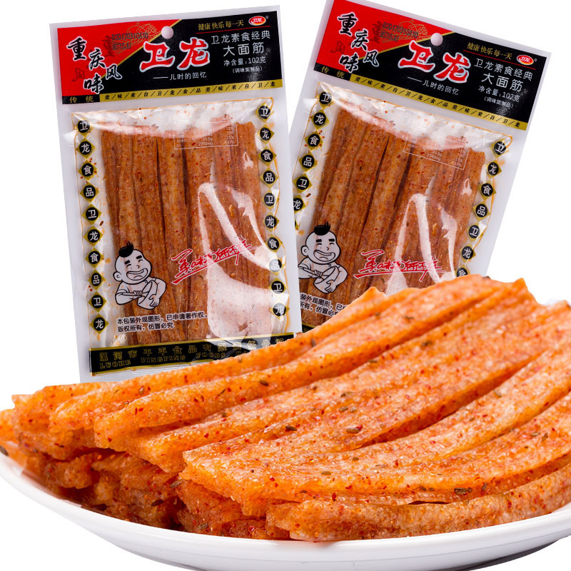 经典透明包装卫龙大面筋大辣棒辣条102克10包儿童怀旧休闲小零食参数