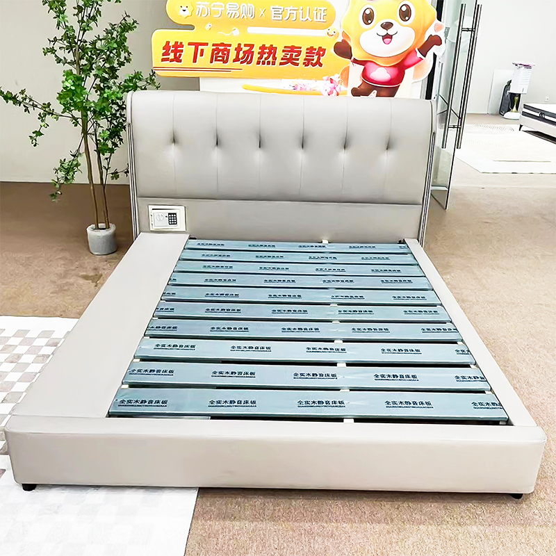 D多功能储物轻奢意式高箱主卧室大床双人真皮床902