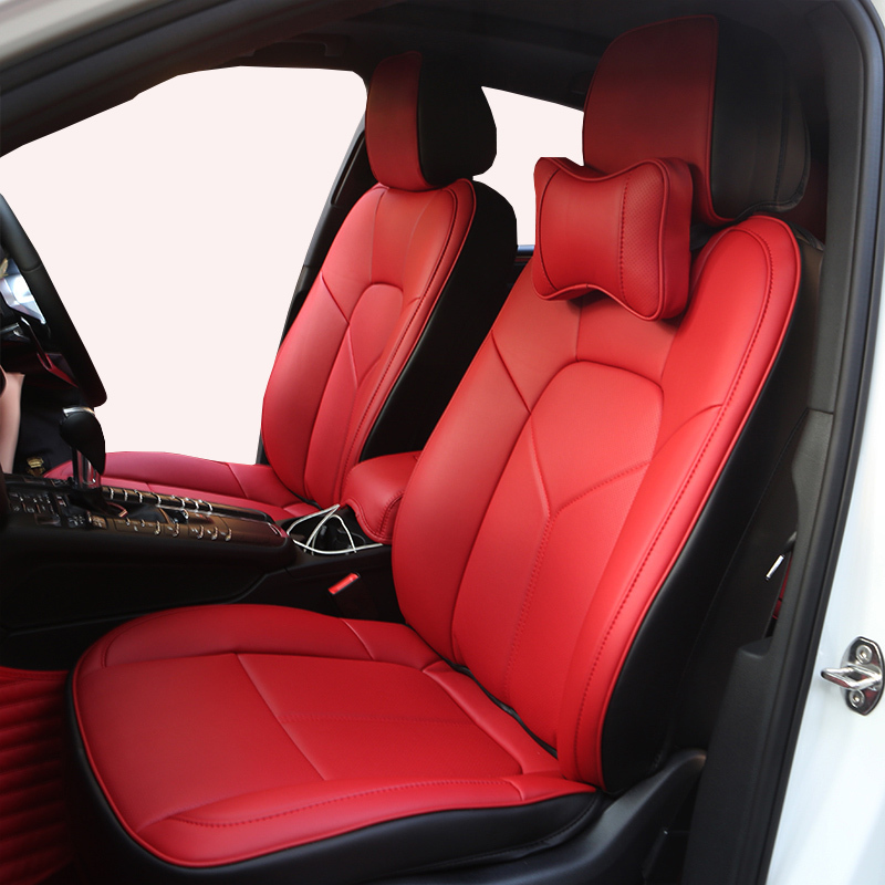 敬平保时捷卡宴坐垫macan帕拉梅拉718专用四季汽车座垫座套石榴红超弹