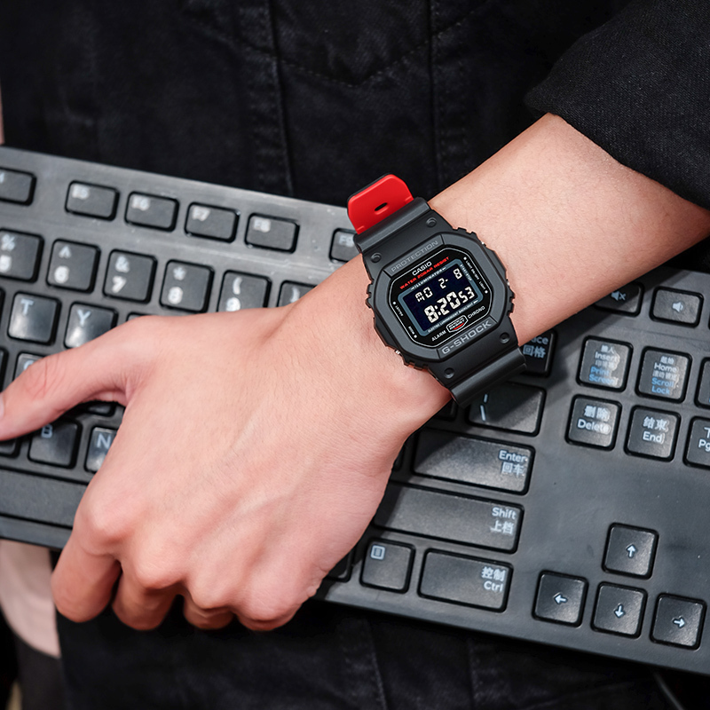 CASIO官方旗舰店手表男小方块潮流手表卡西欧石英表男GSHOCK王一博代言限量款钢铁之心小黑表小方表DW-5600