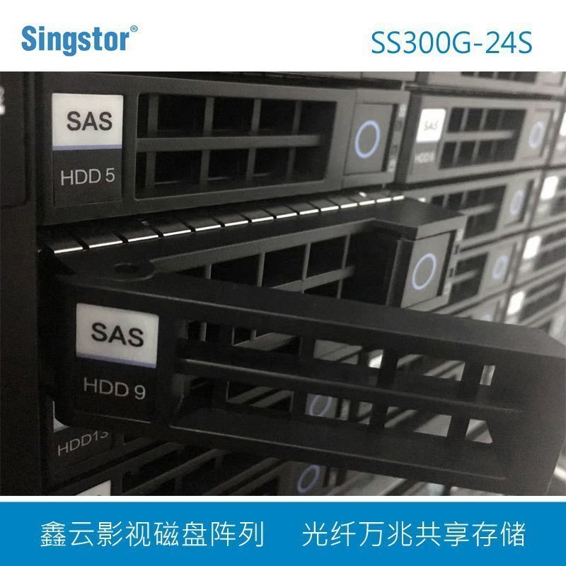 鑫云SS300G-24S磁盘阵列24盘位4K视频编辑万兆光纤共享存储 升级至四个万兆+2个SAS扩展口 整机240TB