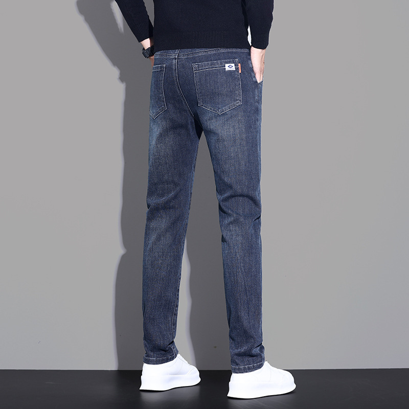 常规加绒牛仔裤男秋冬直筒修身显瘦百搭轻奢时尚休闲潮牌男装高清大图