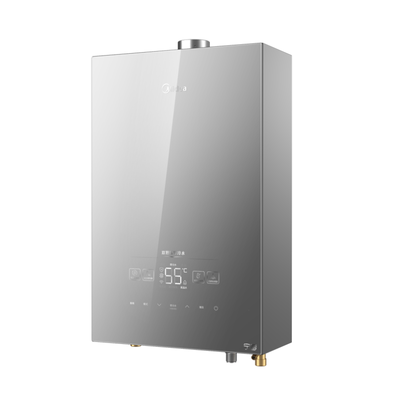美的燃气热水器JSQ30-16HN6 宁梦系列 双增压节能零冷水 厨卫智洗 双变频恒温 钛钢灰玻璃全面屏燃气热水器