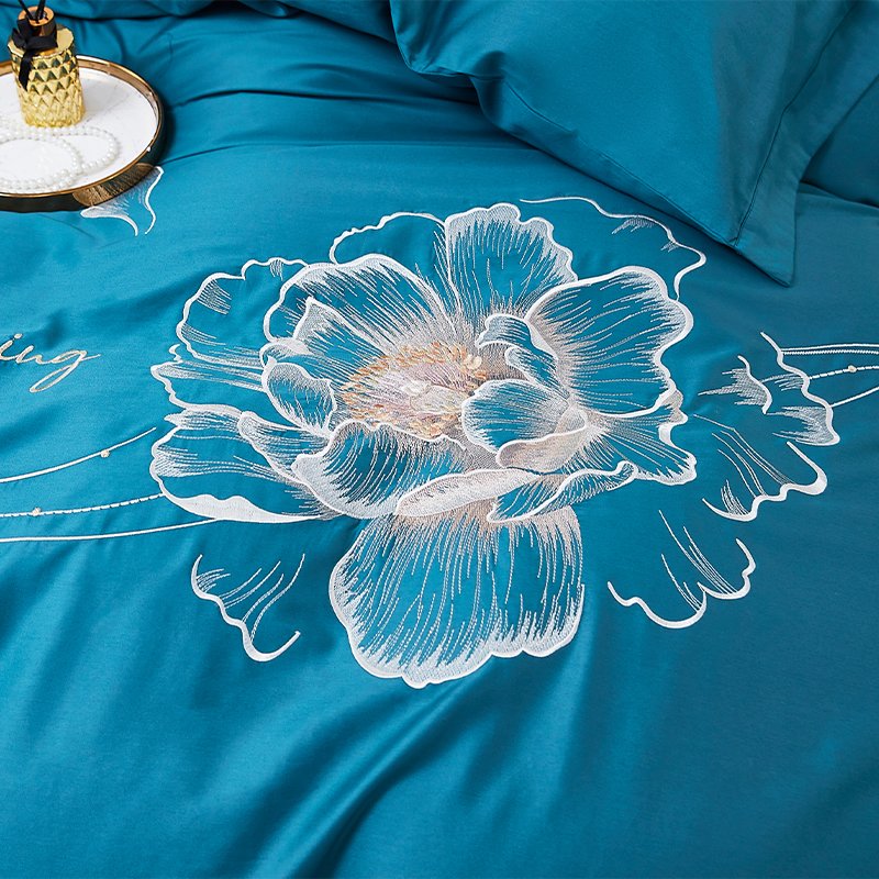 唐纳家纺 新国风四件套-宝蓝色 200*230CM- TN-KT24055高清大图