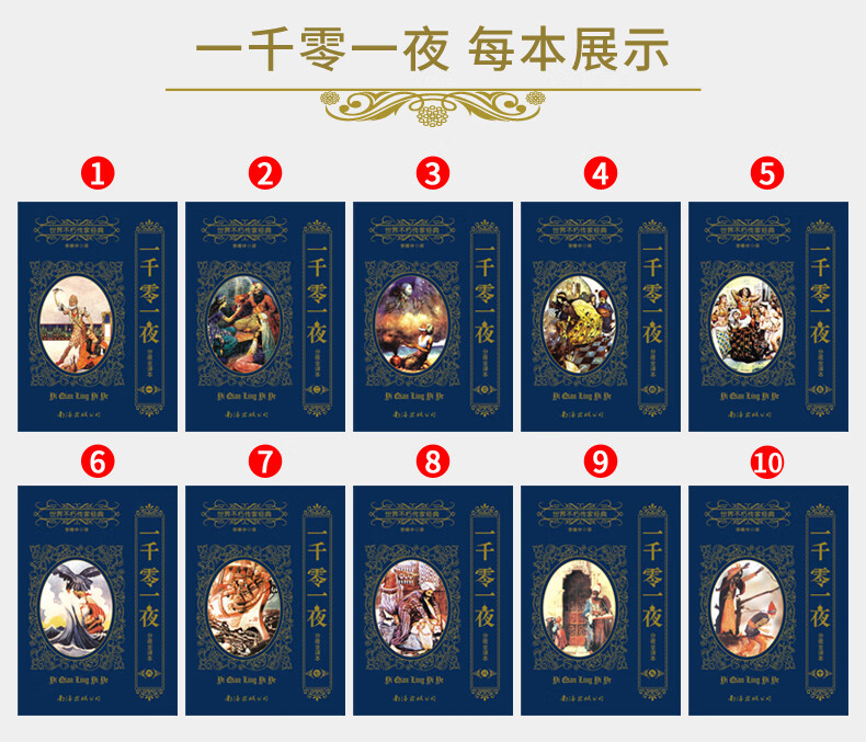 一千零一夜正版书籍 全集10册无删减全译本分夜 李唯中 珍藏版收藏书 世界不朽传家经典 天方夜谈 世界名著高清大图