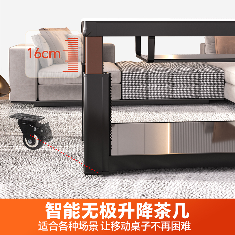 雪中情新款W25雪山银狐150*80CM语音磁炉升降电暖桌取暖桌家用长方形多功能取暖餐桌电烤桌烤火桌取暖器茶几高清大图