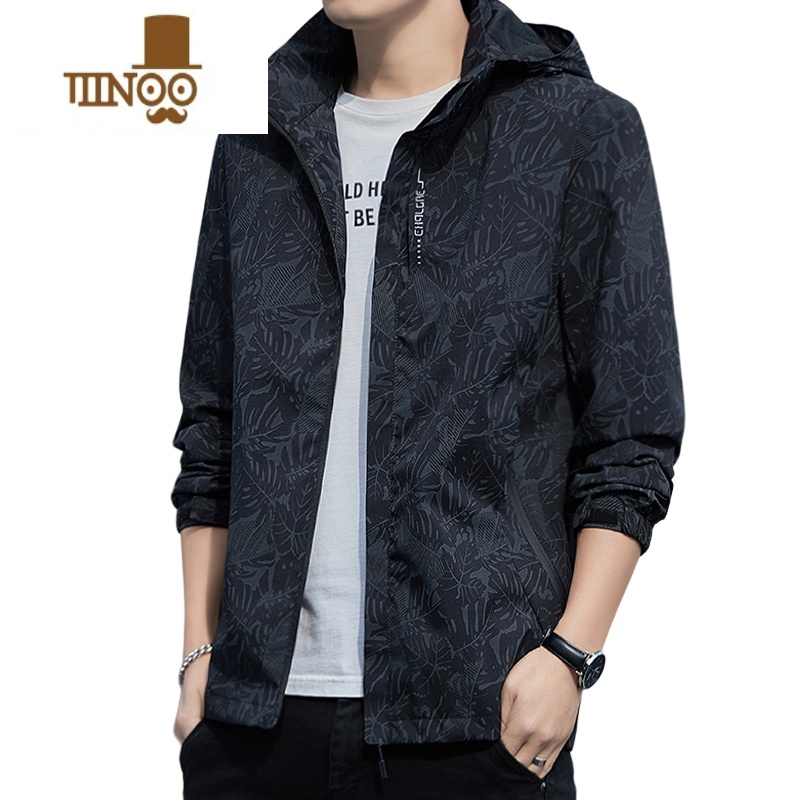 YANXU冲锋衣外套男2023新款潮牌休闲连帽夹克男士潮流痞帅气风衣高清大图